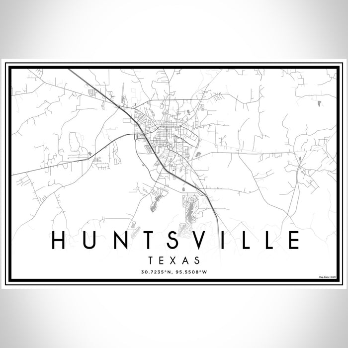 Huntsville Texas Map Print Landscape Orientation in Classic Style With Shaded Background