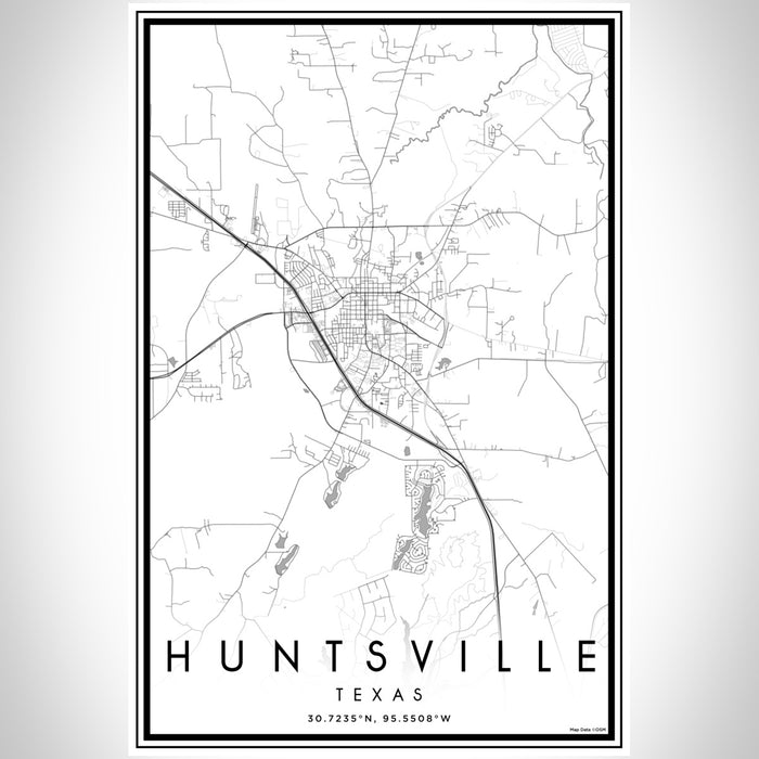 Huntsville Texas Map Print Portrait Orientation in Classic Style With Shaded Background