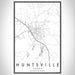 Huntsville Texas Map Print Portrait Orientation in Classic Style With Shaded Background