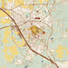 Huntsville Texas Map Print in Woodblock Style Zoomed In Close Up Showing Details