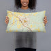 Person holding 20x12 Custom Huntsville Texas Map Throw Pillow in Woodblock