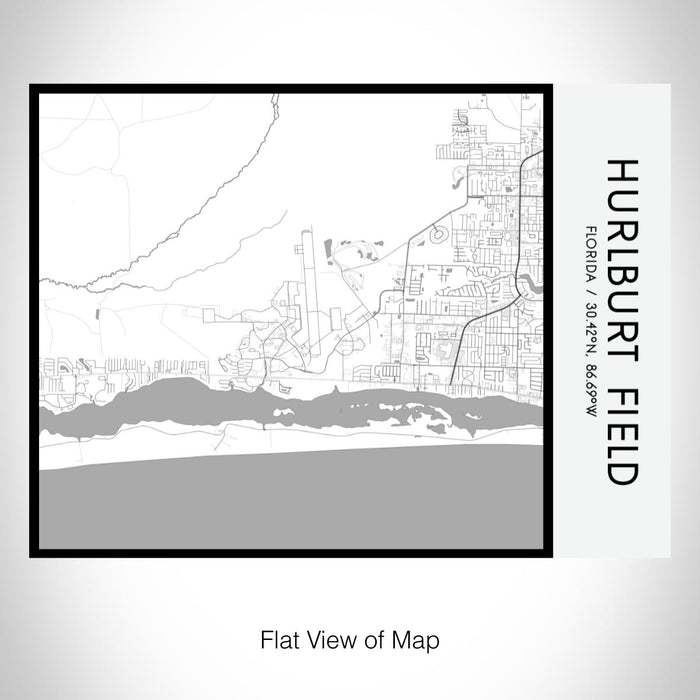 Rendered View of Hurlburt Field Florida Map on 20oz Stainless Steel Insulated Bottle with Bamboo Top with printed classic style map