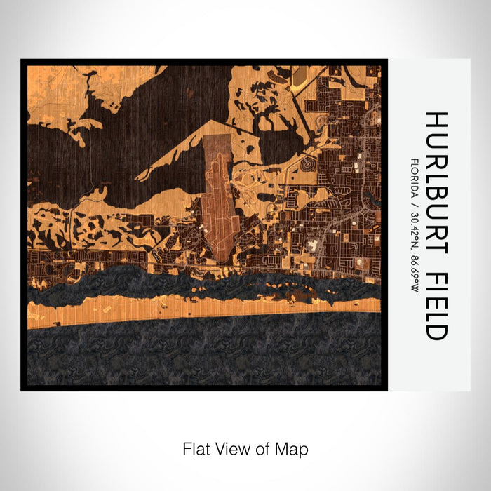 Rendered View of Hurlburt Field Florida Map on 20oz Stainless Steel Insulated Bottle with Bamboo Top with printed ember style map