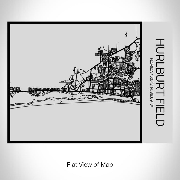 Rendered View of Hurlburt Field Florida Map on 20oz Stainless Steel Insulated Bottle with Bamboo Top with printed Tactile Lines Map in Black