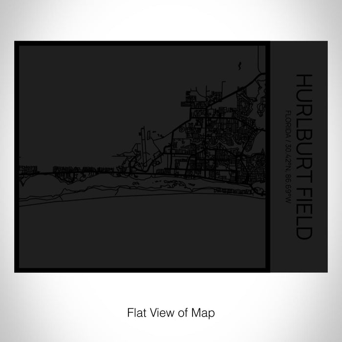 Rendered View of Hurlburt Field Florida Map on 20oz Stainless Steel Insulated Bottle with Bamboo Top in Matte Black with printed Tactile Lines Map in Black