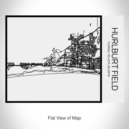 Rendered View of Hurlburt Field Florida Map on 20oz Stainless Steel Insulated Bottle with Bamboo Top in Matte White with printed Tactile Lines Map in Black