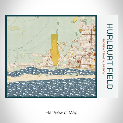 Rendered View of Hurlburt Field Florida Map on 20oz Stainless Steel Insulated Bottle with Bamboo Top with printed woodblock style map