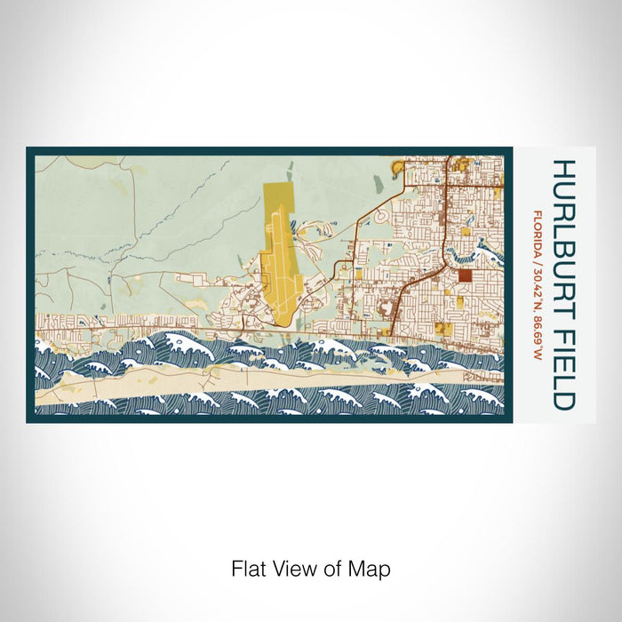 Rendered View of Hurlburt Field Florida Map on 17oz Stainless Steel Insulated Bottle with printed woodblock style map