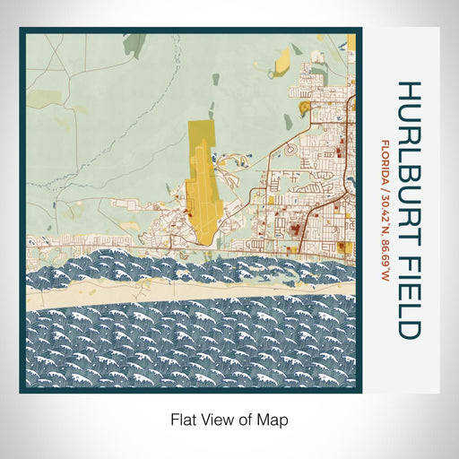 Rendered View of Hurlburt Field Florida Map on 17oz Stainless Steel Insulated Tumbler in Woodblock Map Style