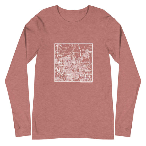 Independence Missouri  Map Unisex Long-Sleeve T-shirt with City inscription in Heather Mauve