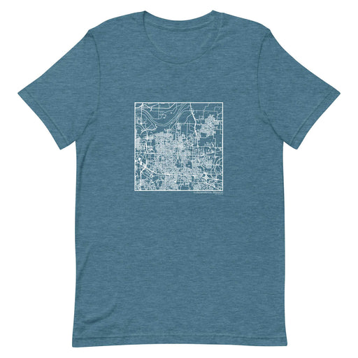 Independence Missouri  Map Unisex T-Shirt with City inscription in Heather Teal