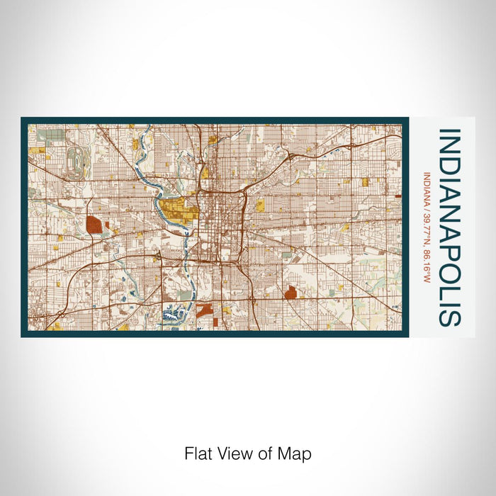 Rendered View of Indianapolis Indiana Map on 17oz Stainless Steel Insulated Bottle with printed woodblock style map