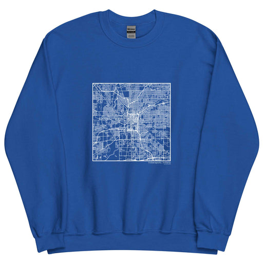 Indianapolis Indiana  Map Unisex Crewneck Sweater with City inscription in Royal Blue