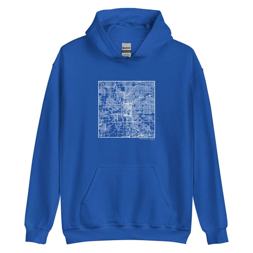 Indianapolis Indiana  Map Unisex Hoodie Sweater with City inscription in Royal Blue