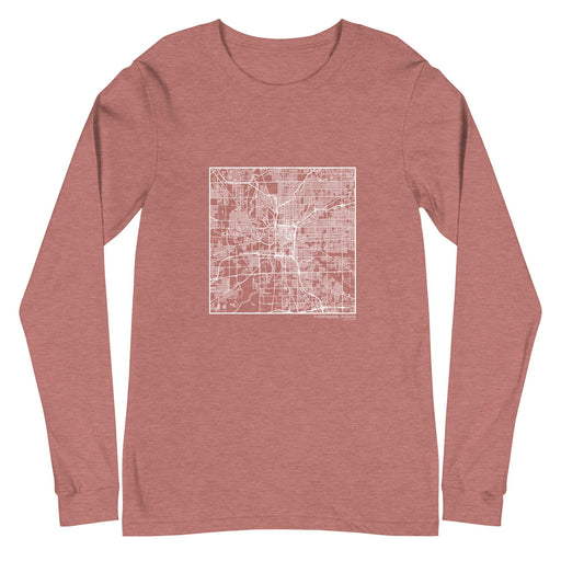 Indianapolis Indiana  Map Unisex Long-Sleeve T-shirt with City inscription in Heather Mauve
