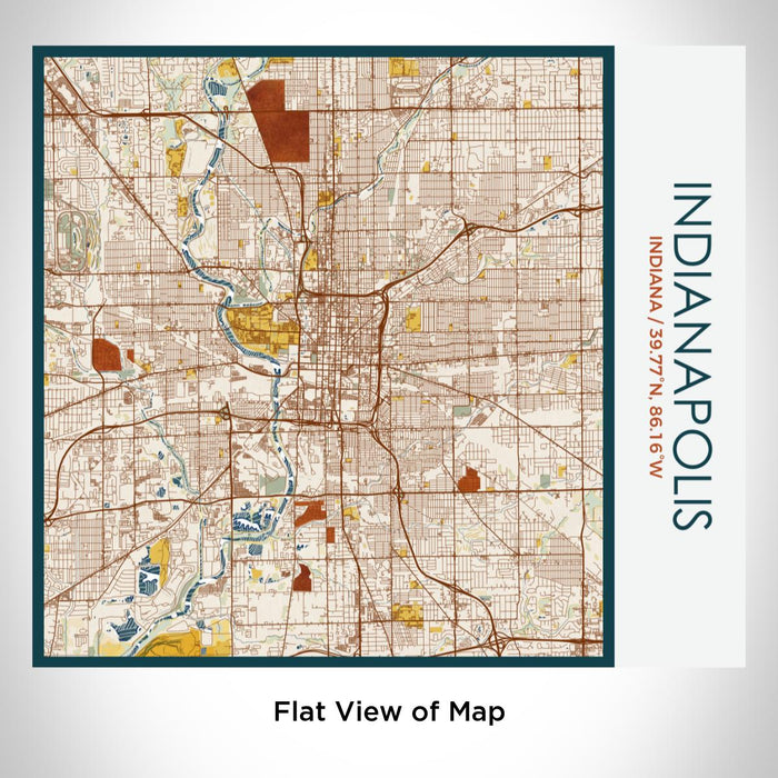 Rendered View of Indianapolis Indiana Map on 17oz Stainless Steel Insulated Tumbler in Woodblock Map Style