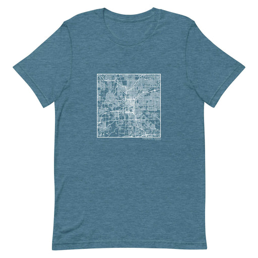 Indianapolis Indiana  Map Unisex T-Shirt with City inscription in Heather Teal