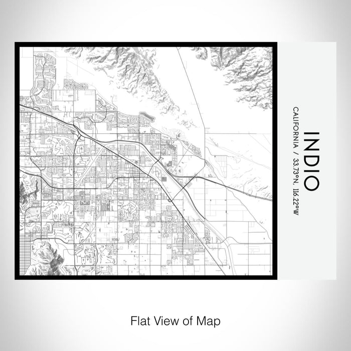 Rendered View of Indio California Map on 20oz Stainless Steel Insulated Bottle with Bamboo Top with printed classic style map