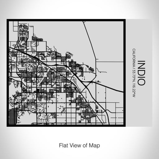 Rendered View of Indio California Map on 20oz Stainless Steel Insulated Bottle with Bamboo Top with printed Tactile Lines Map in Black