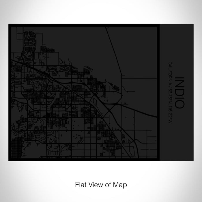 Rendered View of Indio California Map on 20oz Stainless Steel Insulated Bottle with Bamboo Top in Matte Black with printed Tactile Lines Map in Black