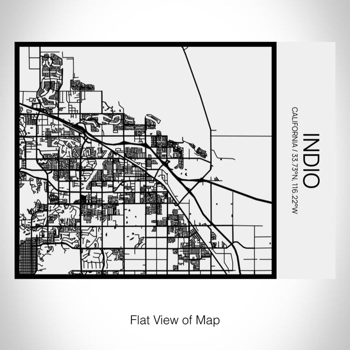 Rendered View of Indio California Map on 20oz Stainless Steel Insulated Bottle with Bamboo Top in Matte White with printed Tactile Lines Map in Black