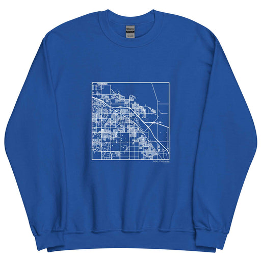 Indio California  Map Unisex Crewneck Sweater with City inscription in Royal Blue