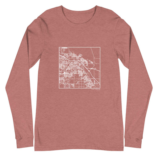 Indio California  Map Unisex Long-Sleeve T-shirt with City inscription in Heather Mauve