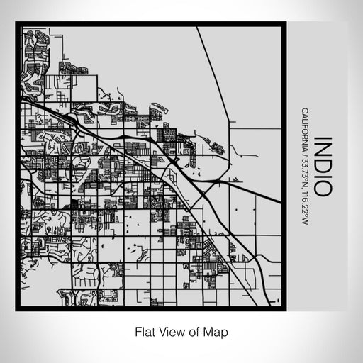 Rendered View of Indio California Map on 17oz Stainless Steel Insulated Tumbler in Tactile Lines with Succulent in Background