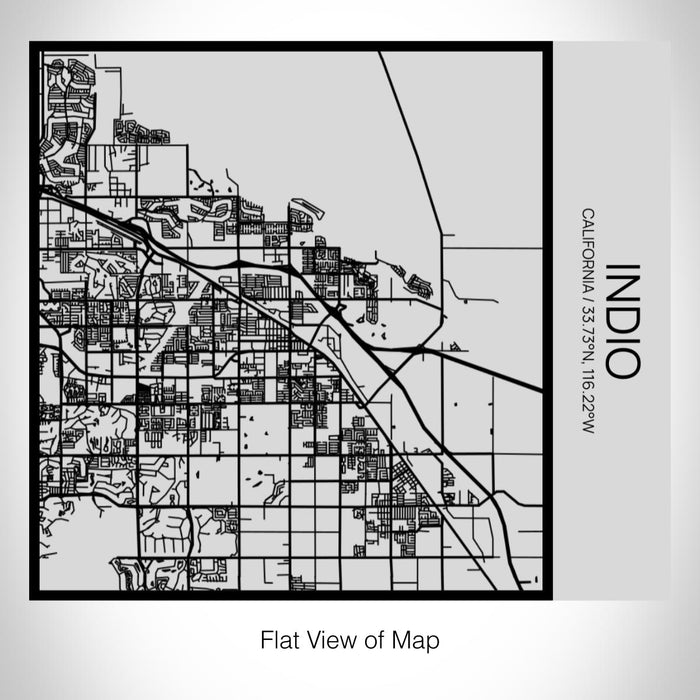 Rendered View of Indio California Map on 17oz Stainless Steel Insulated Tumbler in Tactile Lines with Succulent in Background