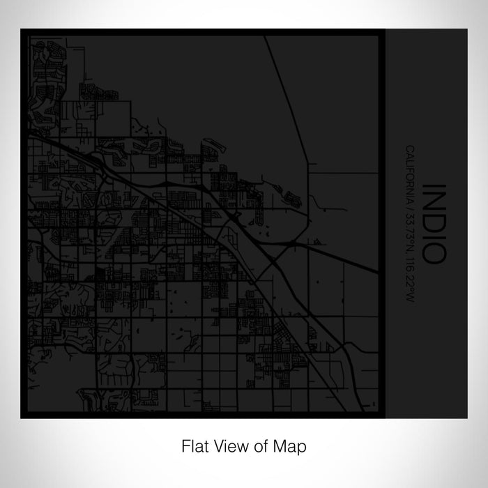 Rendered View of Indio California Map on 17oz Stainless Steel Insulated Tumbler in Matte Black with Tactile Lines