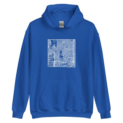Inglewood California  Map Unisex Hoodie Sweater with City inscription in Royal Blue