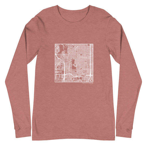 Inglewood California  Map Unisex Long-Sleeve T-shirt with City inscription in Heather Mauve