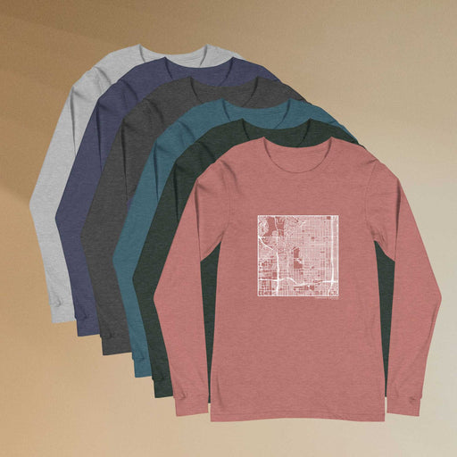 Inglewood California  Map Unisex Long-Sleeve T-shirts in Multiple Colors