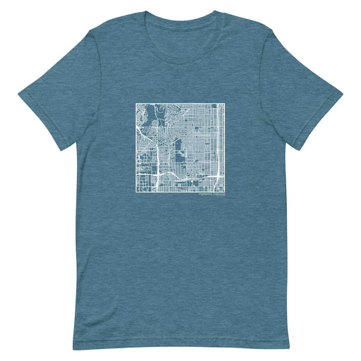Inglewood California  Map Unisex T-Shirt with City inscription in Heather Teal