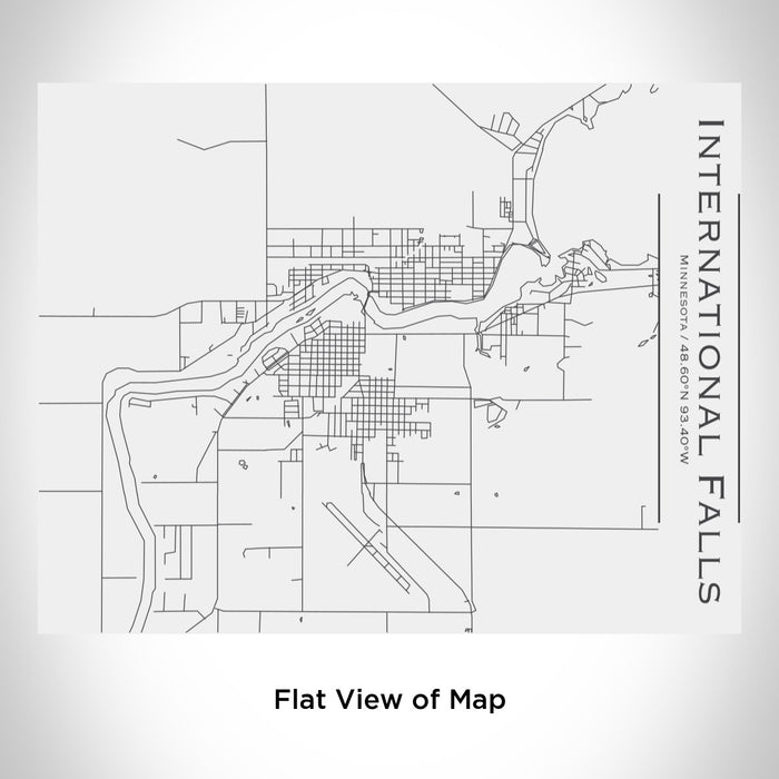 Rendered View of International Falls Minnesota Map Engraving on 20oz Stainless Steel Insulated Bottle with Bamboo Top in White