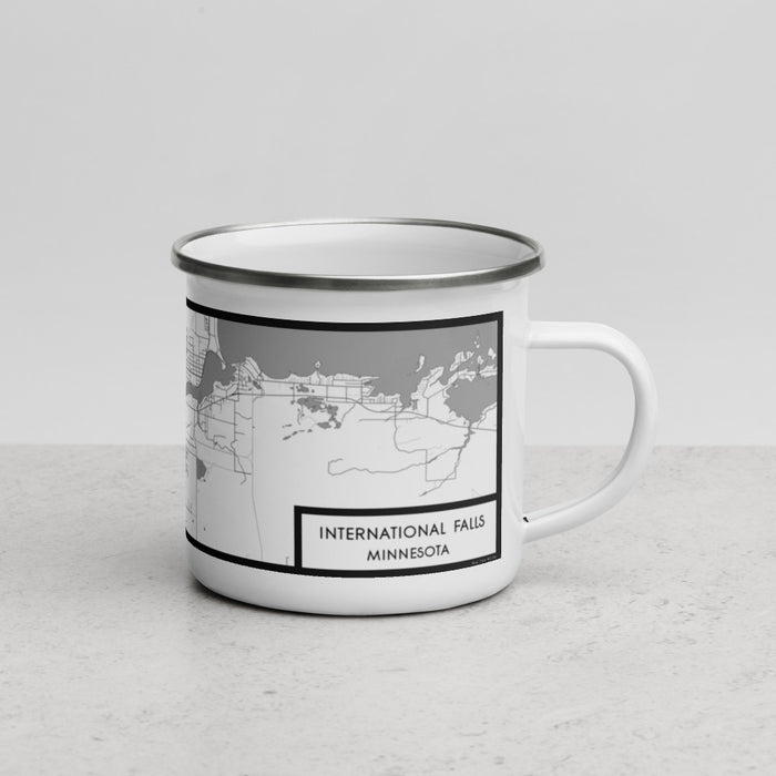 Right View Custom International Falls Minnesota Map Enamel Mug in Classic