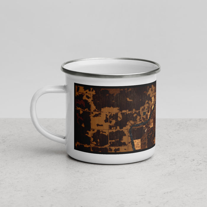 Left View Custom International Falls Minnesota Map Enamel Mug in Ember