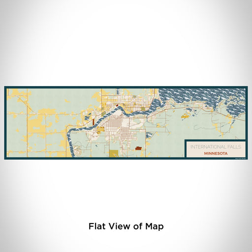 Flat View of Map Custom International Falls Minnesota Map Enamel Mug in Woodblock
