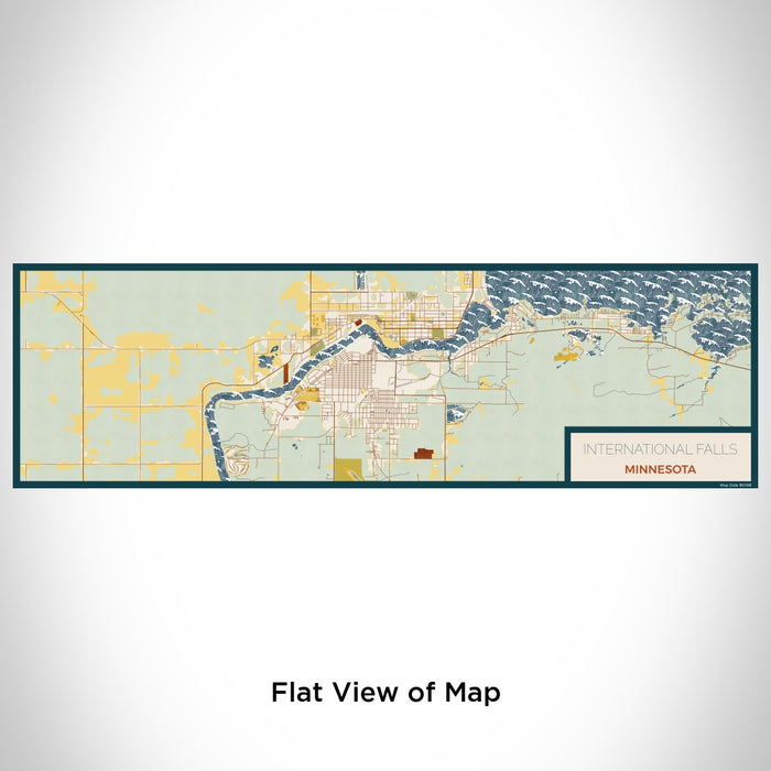 Flat View of Map Custom International Falls Minnesota Map Enamel Mug in Woodblock