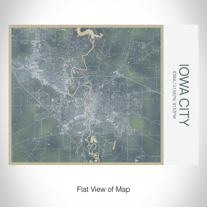 Rendered View of Iowa City Iowa Map on 20oz Stainless Steel Insulated Bottle with Bamboo Top with printed afternoon style map