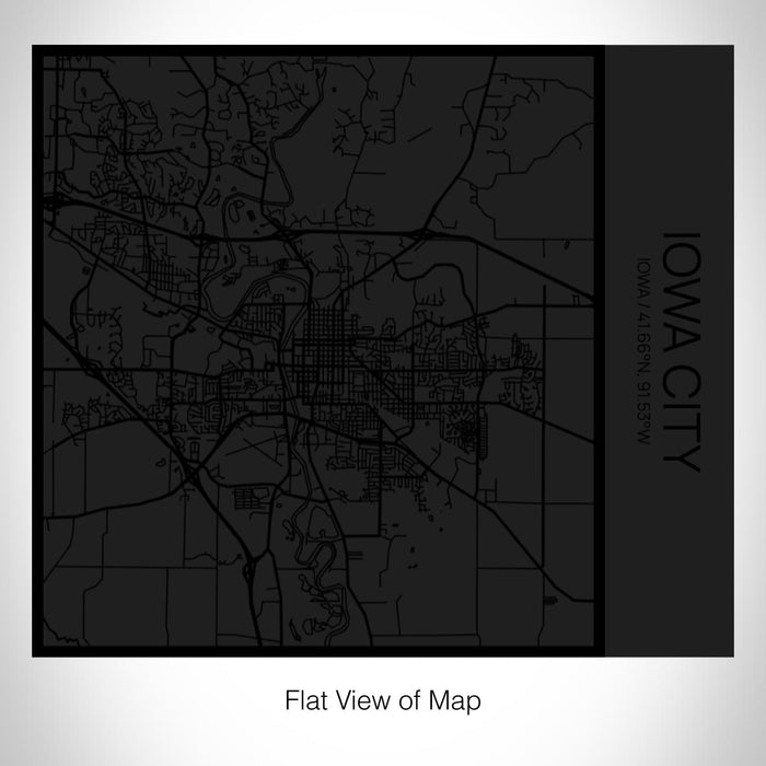 Rendered View of Iowa City Iowa Map on 17oz Stainless Steel Insulated Tumbler in Matte Black with Tactile Lines