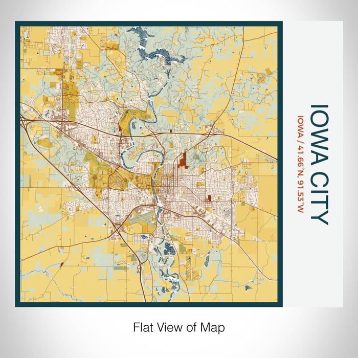 Rendered View of Iowa City Iowa Map on 17oz Stainless Steel Insulated Tumbler in Woodblock Map Style