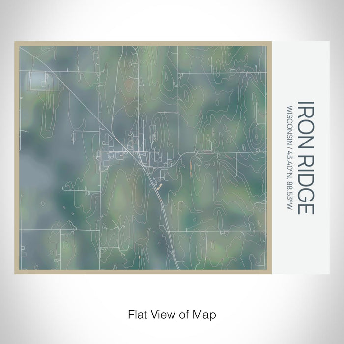 Rendered View of Iron Ridge Wisconsin Map on 20oz Stainless Steel Insulated Bottle with Bamboo Top with printed afternoon style map