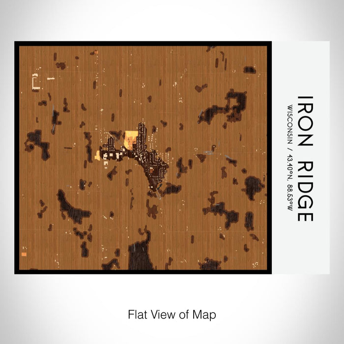 Rendered View of Iron Ridge Wisconsin Map on 20oz Stainless Steel Insulated Bottle with Bamboo Top with printed ember style map