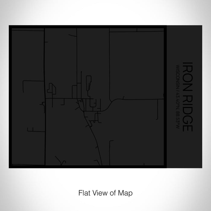 Rendered View of Iron Ridge Wisconsin Map on 20oz Stainless Steel Insulated Bottle with Bamboo Top in Matte Black with printed Tactile Lines Map in Black