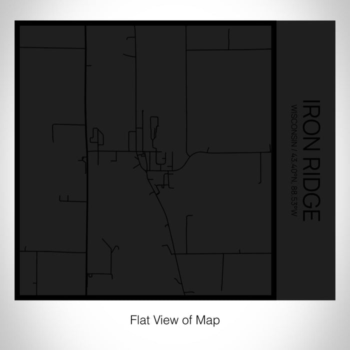 Rendered View of Iron Ridge Wisconsin Map on 17oz Stainless Steel Insulated Tumbler in Matte Black with Tactile Lines