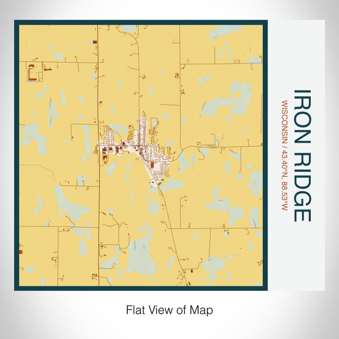 Rendered View of Iron Ridge Wisconsin Map on 17oz Stainless Steel Insulated Tumbler in Woodblock Map Style
