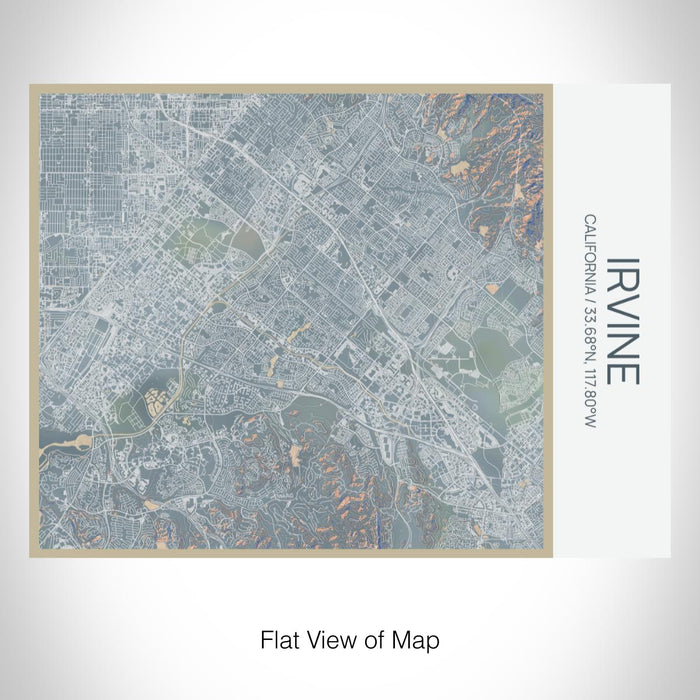 Rendered View of Irvine California Map on 20oz Stainless Steel Insulated Bottle with Bamboo Top with printed afternoon style map