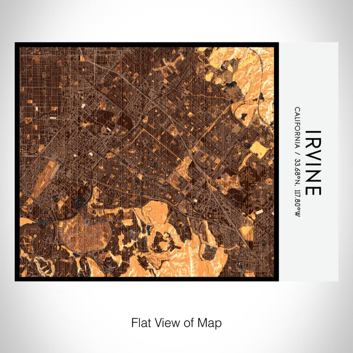 Rendered View of Irvine California Map on 20oz Stainless Steel Insulated Bottle with Bamboo Top with printed ember style map