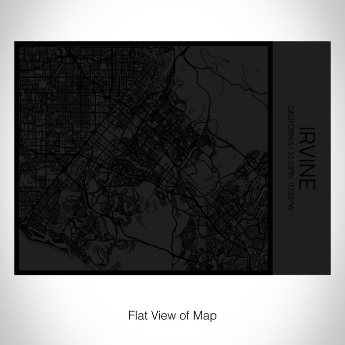 Rendered View of Irvine California Map on 20oz Stainless Steel Insulated Bottle with Bamboo Top in Matte Black with printed Tactile Lines Map in Black